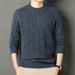 Pure Pure Wool Autumn Winter New Solid Color Jacquard Round Neck Warm Knitted Base Shirt Sweater Men's Casual Versatile_viptrois.com