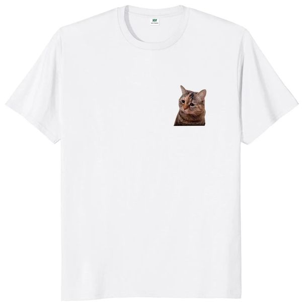 Sad Cat Mewing T Shirt Funny Two Cats Talking Meme Y2k Graphic Tshirt Tops 100% Cotton Soft Unisex T-shirt For Men Women EU Size_viptrois.com