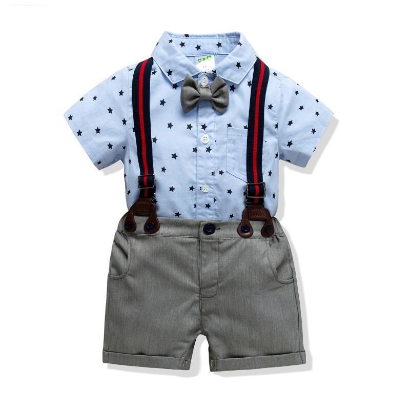 Baby clothes Boys short-sleeved triangle jumper suit Children baby baby gentleman dress crawl suit_viptrois.com