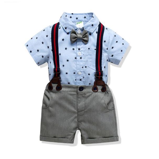 Baby clothes Boys short-sleeved triangle jumper suit Children baby baby gentleman dress crawl suit_viptrois.com