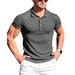 New Summer Solid Stripes Slim Fit Elasticity Short Sleeve Polo For Men Fashion Stand Collar Men's Shirts_viptrois.com