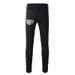 Men's Clothing American High Street Black Men's Cross Border Jeans Slim Fit Ripped Leopard Patch Beggar Stretch Trendy Men's Clothing_viptrois.com