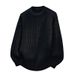 Men's Casual Solid Color Round Neck Pullover Sweater - Loose Fit Vintage Style Knit Top For Everyday Wear_viptrois.com