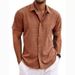2025 Men's Linen Short-sleeved T-shirt, Loose Sweatshirt, Pure Color Cotton And Linen Shirt_viptrois.com