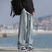 Men's Retro Washed Whiskered Jeans - Fleece Lined Loose Straight Leg Casual Pants For Autumn & Winter_viptrois.com