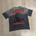 Vintage Gray Rhinestone Men's T-shirt Summer Loose Newspaper Scorpion Collage Double-sided Printed Couple's Top_viptrois.com
