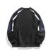 Men's Color Block Heavyweight Crewneck Sweatshirt, 340GSM Raglan Sleeve Pullover Hoodie (Black, Grey White, Fleece-Lined Options)_viptrois.com