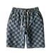 Men's Clothing Washed Denim Shorts Youth Trendy Mid Length Pants Loose Beach Plaid Shorts Men_viptrois.com