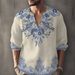 New Spring And Autumn Simple Men's Ethnic Style 3D Printed V-neck Casual Long Sleeved T-shirt_viptrois.com