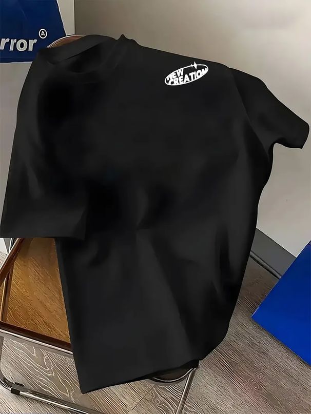 Maglietta Uomo Cotone 180g Stampa Stelle Fronte Retro Traspirante Assorbi Sudore Fitness Viaggio Multistagione Vestibilità Regolare_viptrois.com