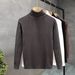 Men's High Neck Sweater Slim Fit Long Neck Knitwear Warm Solid Color Trendy Underwear For Youth Autumn Winter_viptrois.com