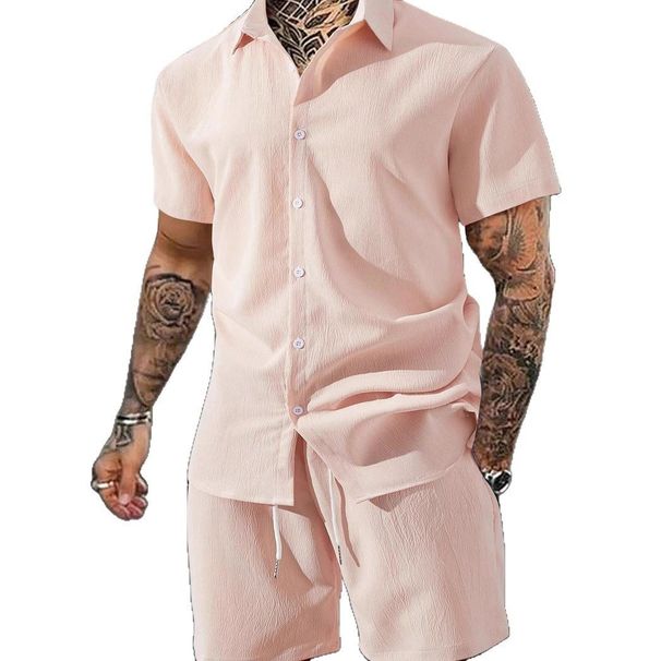 Men's Clothing Summer Short Sleeved Shorts Suit Sports Leisure Vacation Two Piece Suit_viptrois.com
