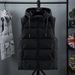 Men's Winter Padded Vest With Detachable Hood, Slim Fit, Thickened Polyester, Plus Size Available (Black/Grey, L-7xl)_viptrois.com
