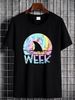 Retro Shark Fin Week 2023 Shark Lover Ocean Wildlife Tie Dye T-Shirt Slightly Graphic Fashion Designer Clothes Unisex Soft Comfortable Summer_viptrois.com