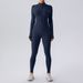LazyZoom Zipper Bare Sensation Long Sleeve Yoga Jumpsuit For Women Sports Fitness Training Dance One-Piece Tight-Fitting Outfit_viptrois.com