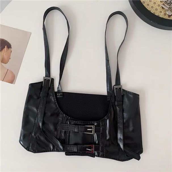Black punk style vest suspenders decorated suit shirt Lolita JK elastic suspenders waist seal_viptrois.com
