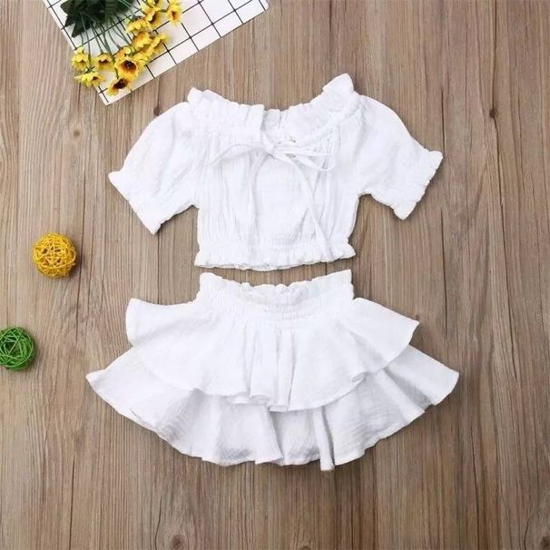 Kid's Clothing Spring And Autumn Children's Girls Cotton Tube Top + Double Skirt Suit Factory Direct Sales_viptrois.com