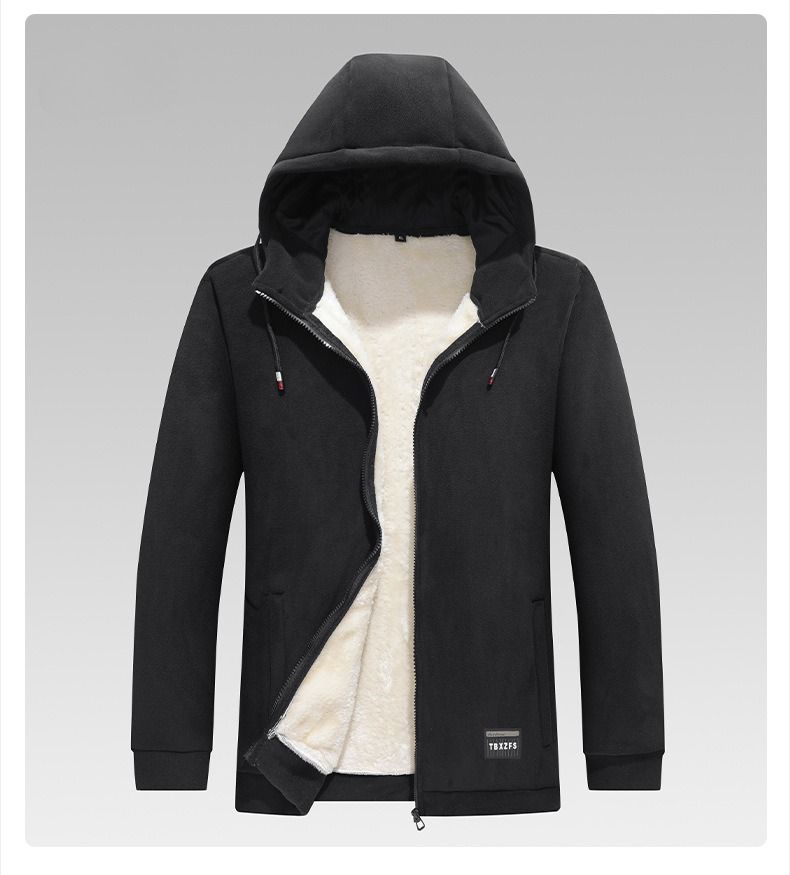 Men's Fleece-Lined Hooded Zip-Up Jacket – Korean Style Corduroy Outerwear With Thermal Comfort (M-8XL, 3 Colors) – Lightweight Polyester_viptrois.com