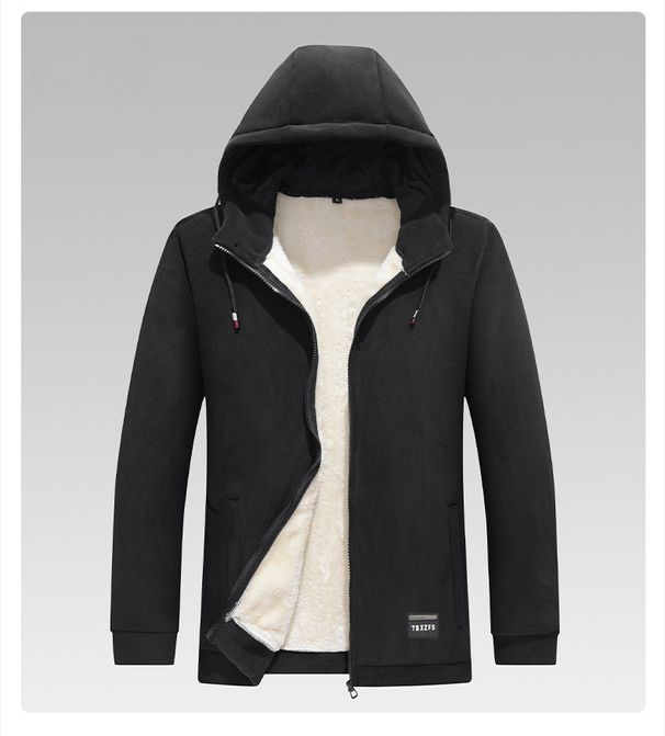 Men's Fleece-Lined Hooded Zip-Up Jacket – Korean Style Corduroy Outerwear With Thermal Comfort (M-8XL, 3 Colors) – Lightweight Polyester_viptrois.com