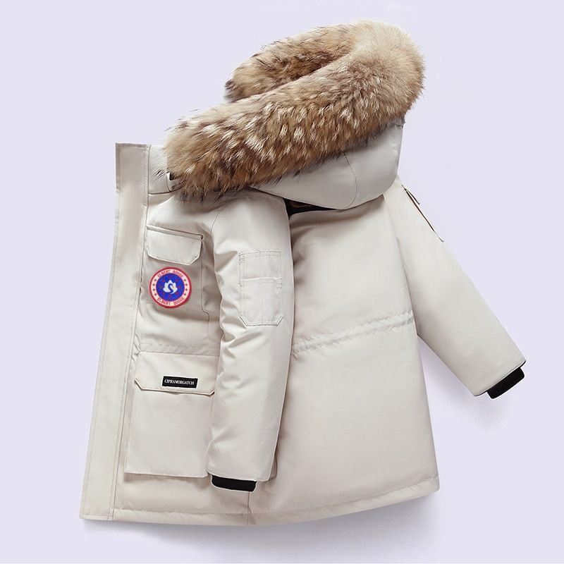 Handsome Goose Down Jacket 08 Expedition Thick Windproof Winter Parka Parent Child Wear Children's Clothing Hooded Jacket_viptrois.com