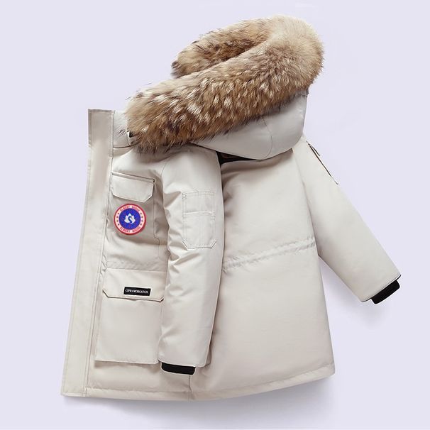 Handsome Goose Down Jacket 08 Expedition Thick Windproof Winter Parka Parent Child Wear Children's Clothing Hooded Jacket_viptrois.com