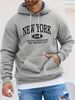 Men's Autumn And Winter Casual Fashion Loose Hooded Sweatshirt With New York Letter Pattern Print Warm Long Sleeved Pullover_viptrois.com