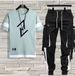 Men's Summer Short Sleeve T-Shirt & Jogger Set – Lightweight Polyester Athletic Outfit (M-3XL, 5 Color Combos)_viptrois.com