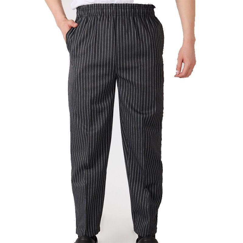 Men's Clothing version hotel restaurant chef men's pants striped pants black and white striped kitchen workers_viptrois.com
