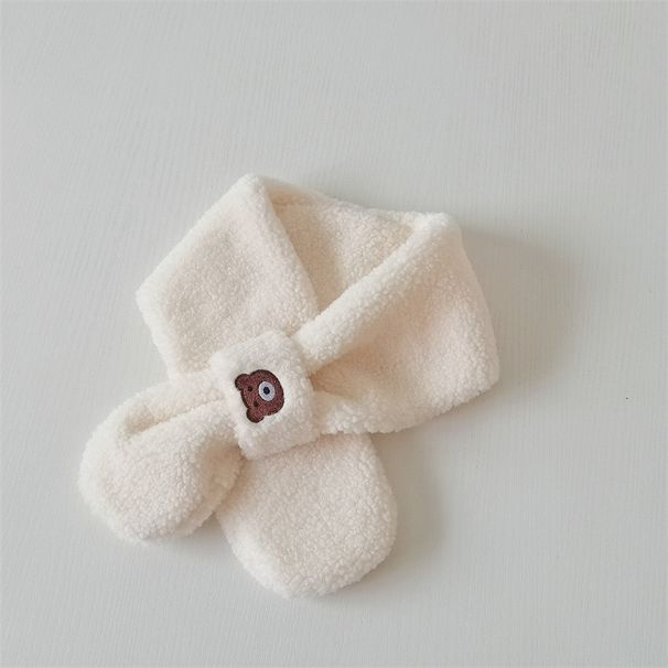 Kids' scarf, hat & glove sets Children's fleece thick gloves scarf Baby fleece bear embroidered warm suit_viptrois.com