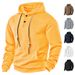 Men's Casual Pullover Hoodie - Oversized Streetwear Sweatshirt With Side Pockets (Black/Grey/Yellow/White/Navy/Coffee, S-XXXL)_viptrois.com