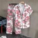 Y2 New Men's Casual Floral Print Suit Short Sleeve Shirt And Trousers Set Versatile Men's Clothing_viptrois.com