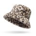 New Plush Bucket Hat For Women In Autumn And Winter Thickened And Warm Fur Basin Hat Fashionable And Versatile Leopard Print Hat_viptrois.com