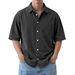 Men's Retro Corduroy Polo Shirt - Casual Loose Fit Turn Down Collar Short Sleeve Shirt For Spring & Autumn_viptrois.com