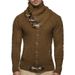 Loom Cross-Border Autumn Winter European American Style Solid Color Sweater Men Trendy Horn Button Slim Cardigan_viptrois.com