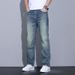2025 New Summer Versatile Jeans Men, Straight Tube, Slim Fit, Washed, Grinding White, Made Old Pants For Men_viptrois.com