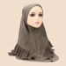 Women's Hijab solid color women's headscarf crystal linen chiffon double layer ruffled pullover headscarf comfortable and breathable_viptrois.com