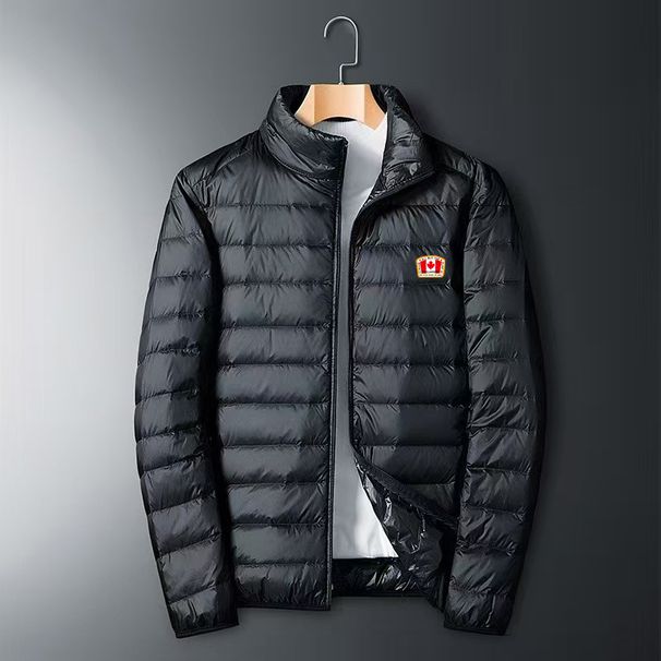 Autumn And Winter Men's Stand-up Collar Printed Light Feather Cotton Jacket, Warm Cotton Jacket, Fashionable Casual Jacket Coat_viptrois.com