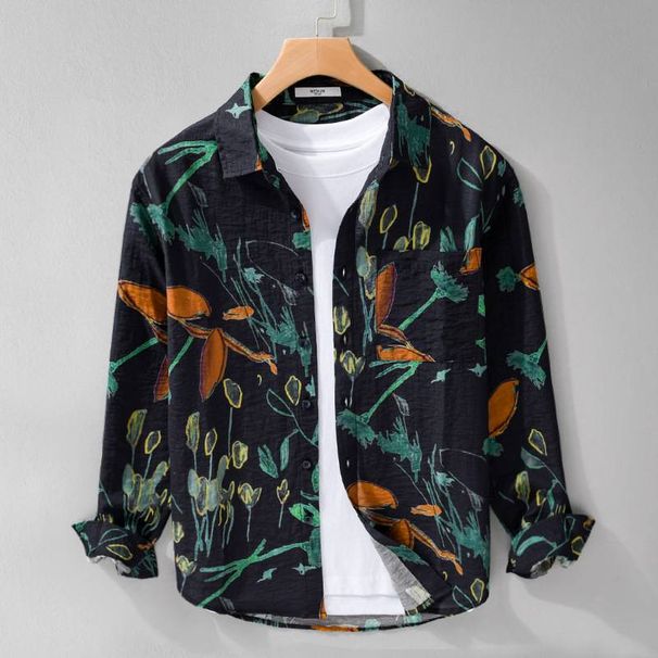 Spring And Summer Men's Linen Simple Long-sleeved Shirts Are Trendy, Casual, Loose And Versatile For Young People_viptrois.com