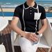 Men's Summer Knitted Contrast Color Lapel Polo Shirt Short Sleeve Breathable Ice Silk Cotton Blend Fashion Trend T-Shirt_viptrois.com
