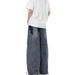 Unisex High Street Vibe Ripped Jeans Retro Washed Loose Straight Leg Wide Leg Pants_viptrois.com