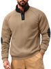 Men's Clothing European And American Color Matching Autumn And Winter Loose Casual Fleece Stand Collar Pullover Half Zip Long Sleeve Sweatshirt_viptrois.com