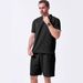 Men's Clothing Solid Jacquard T-Shirt & Shorts Set - Summer Casual Outfit - Breathable Polyester - S-XXXL (Black, Khaki, Gray, Sky Blue, White)_viptrois.com
