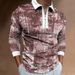 Polo Shirt Plaid Digital Printing Halloween Style Turn-down Collar Zipper Long Sleeve T-Shirt Men's Top_viptrois.com