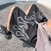 Loose Fitting Five Point Shorts Hip Hop Sporty Style with Flame And Letter Print Casual Elastic Trendy Men's And Women's Bottoms_viptrois.com