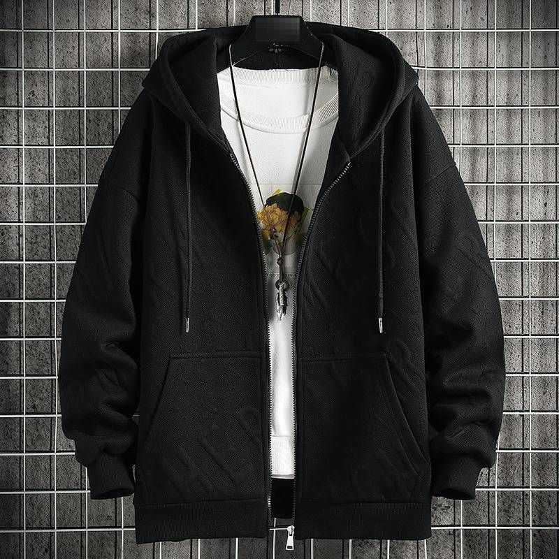 Spring And Autumn New Cardigan Sweater Hooded Jacket Zipper Men's Trendy Ins Top Jacket White_viptrois.com