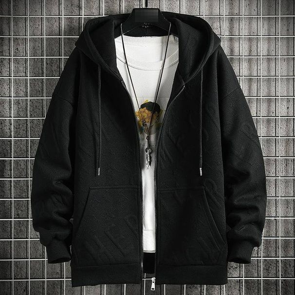 Spring And Autumn New Cardigan Sweater Hooded Jacket Zipper Men's Trendy Ins Top Jacket White_viptrois.com