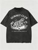 Summer Washed Cotton T-Shirt, Men's Summit Club Switzerland Print, Luxury Casual Style, Oversized Tee_viptrois.com