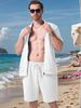 Men's Clothing Summer New Men's Simple Casual Jacquard Short Sleeved Zipper Cardigan Jacket Shorts Suit_viptrois.com