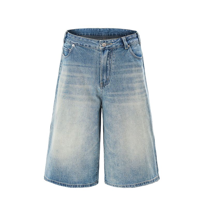 Men's Clothing Summer New Four Color Loose American Baggy Jeans Seven Point Jeans Men's Straight Wide Leg Versatile_viptrois.com