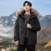 Men's Clothing Premium Thick White Duck Down Parka For Men & Women, Winter Long Coat With Fur Hood, Fashionable Unisex Outerwear (Black/Beige)_viptrois.com